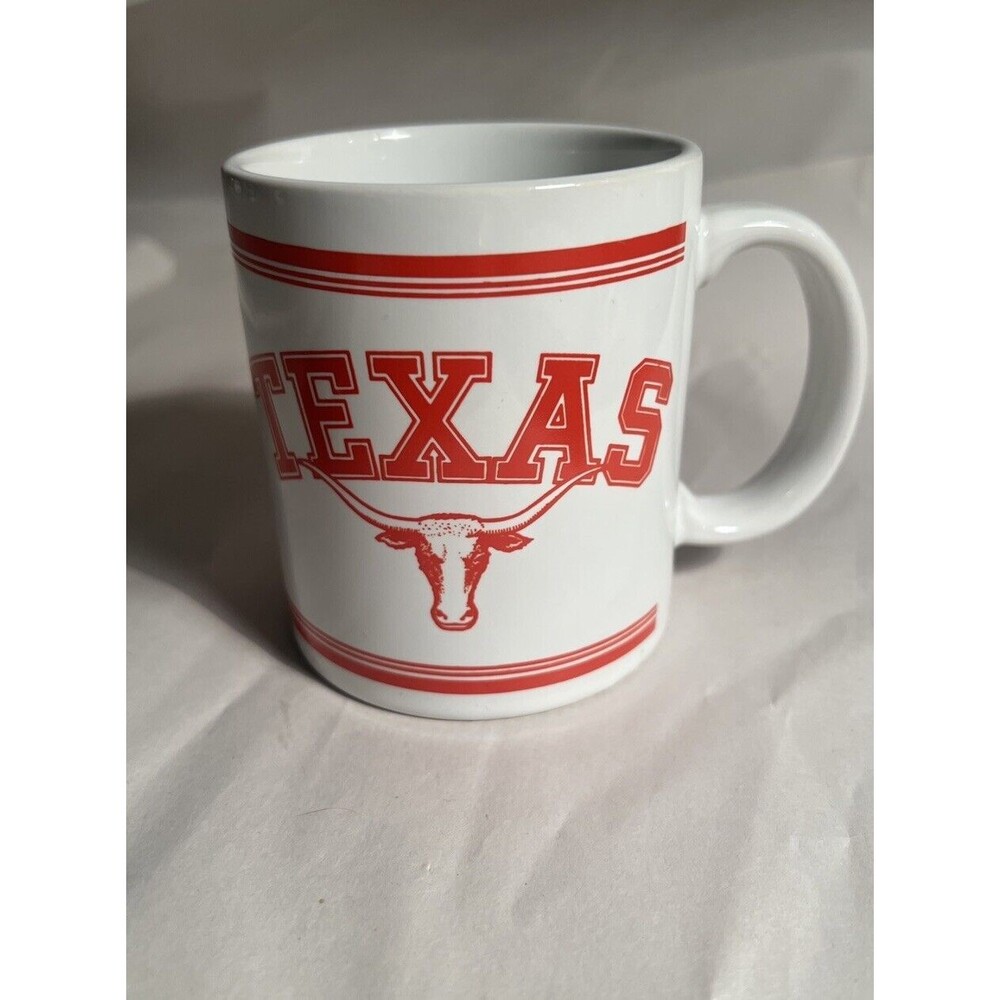 Texas Longhorn Coffee Tea Mug Cup/Japan Red/White Hook ‘Em Horns